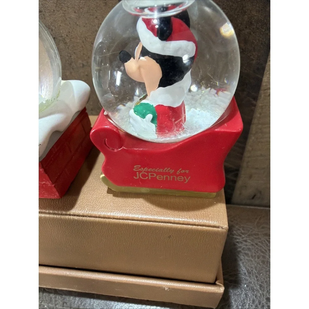 Lot of 4 Vintage Disney JCPenney Mickey Mouse Christmas Miniature Snow Globes